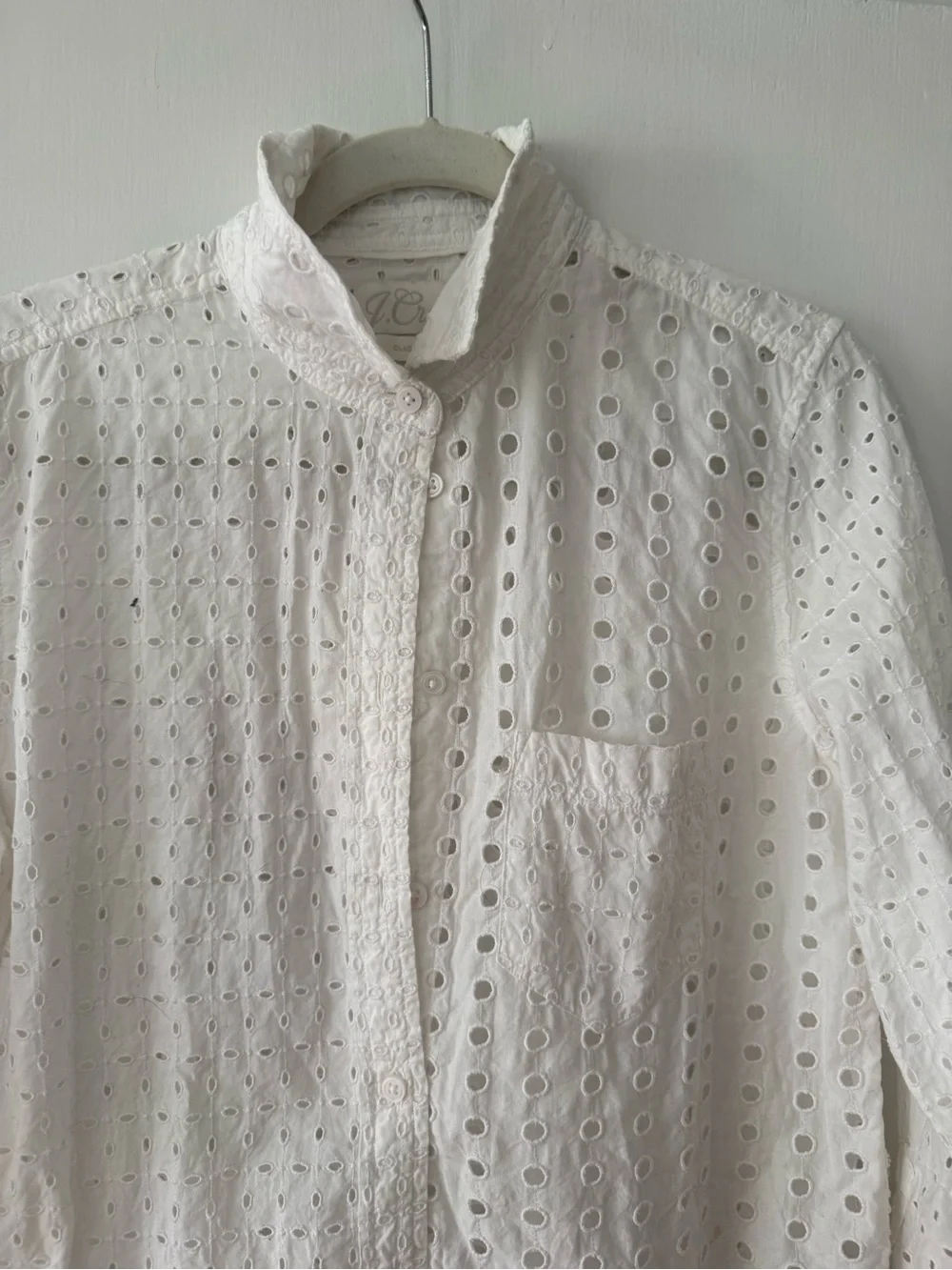 J. Crew White Eyelet Button-Down Shirt